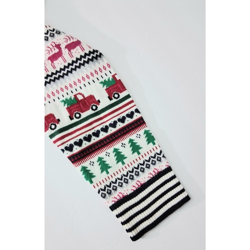 Talbots Sweater Women's Size Large Fair Isle Puff Shoulder Christmas Tree Truck - Picture 4 of 9
